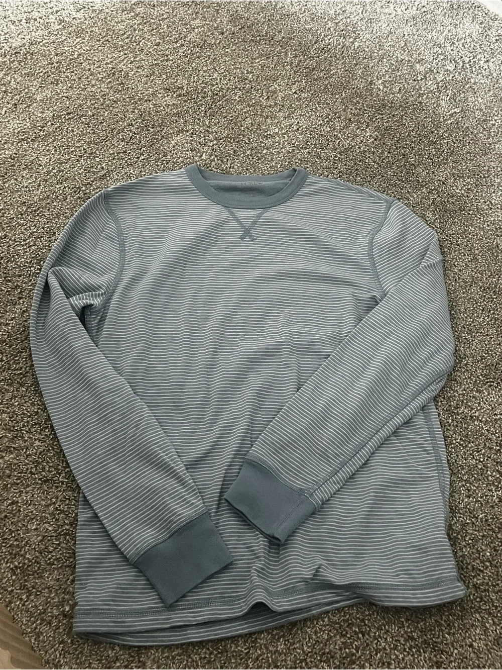 J. Crew Light Blue and White Striped Long Sleeve Shirt Size Small